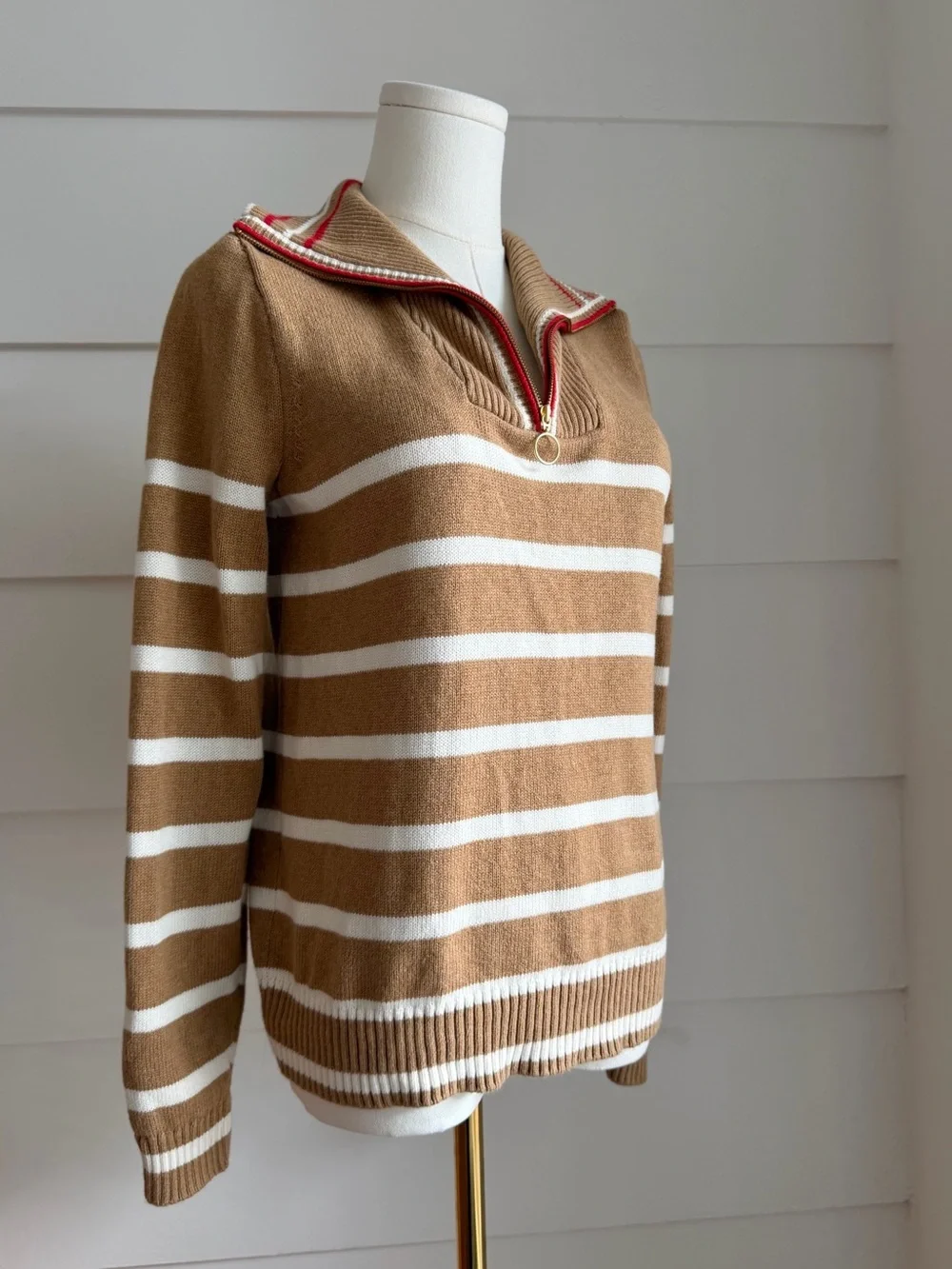 J. Crew Quarter Zip Striped Sweater XS